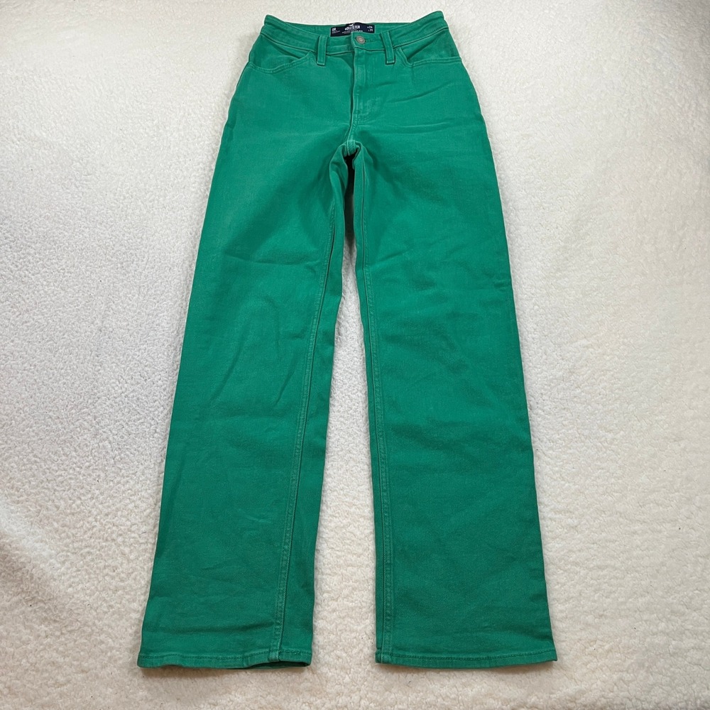 Hollister Dad Jean Womens 0R 24 Green Ultra High-Rise Vintage Stretch Straight